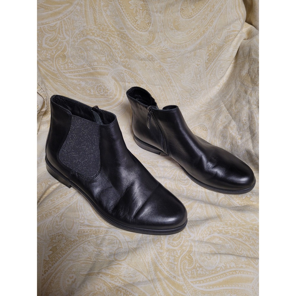 Hotter Tenby Black Leather Ankle Boots Women England Zip Chelsea Boot Size 9